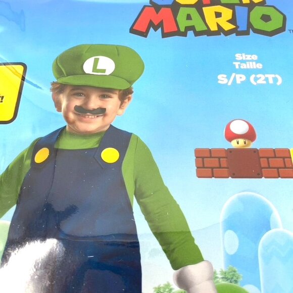 Disguise Toddler Super Mario Bros Luigi One Piece Costume Padded Belly - Picture 4 of 9